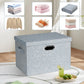 Large 17" 36 Quart Collapsible Stackable Storage Bins with Lids, 3 Packs Blue-Grey Linen Fabric Closet Boxes with Lids, Storage Cube Baskets Container Organizers for Bedroom (17x12x11)