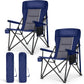 LET'S CAMP Oversized Camping Chairs 29.52" High Back Heavy Duty Lawn Chair Support 500LBS, Portable Collapsible Chair with Cup Holder, Side Pocket,2 Pack(Blue)