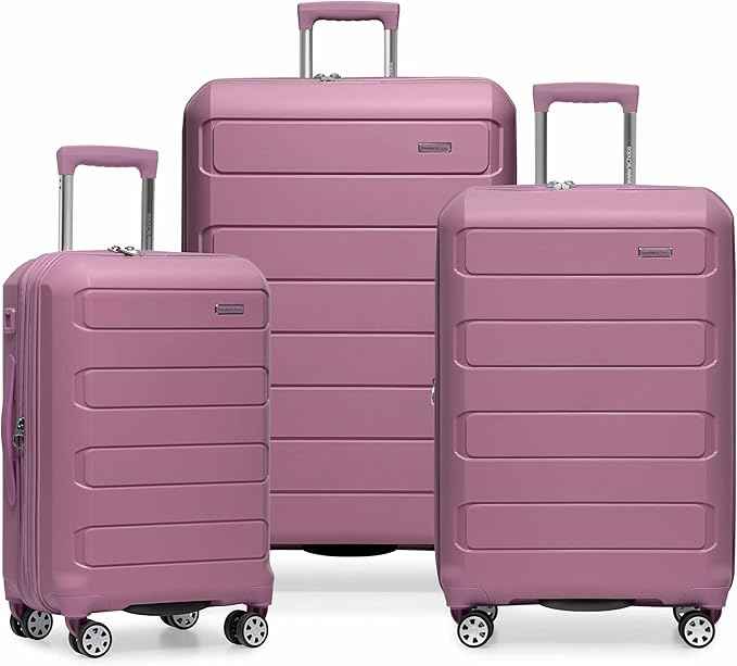 Traveler's Choice Pagosa Hardshell Expandable Luggage with Spinner Wheels, Mauve, 3-Piece Set (22/26/30)