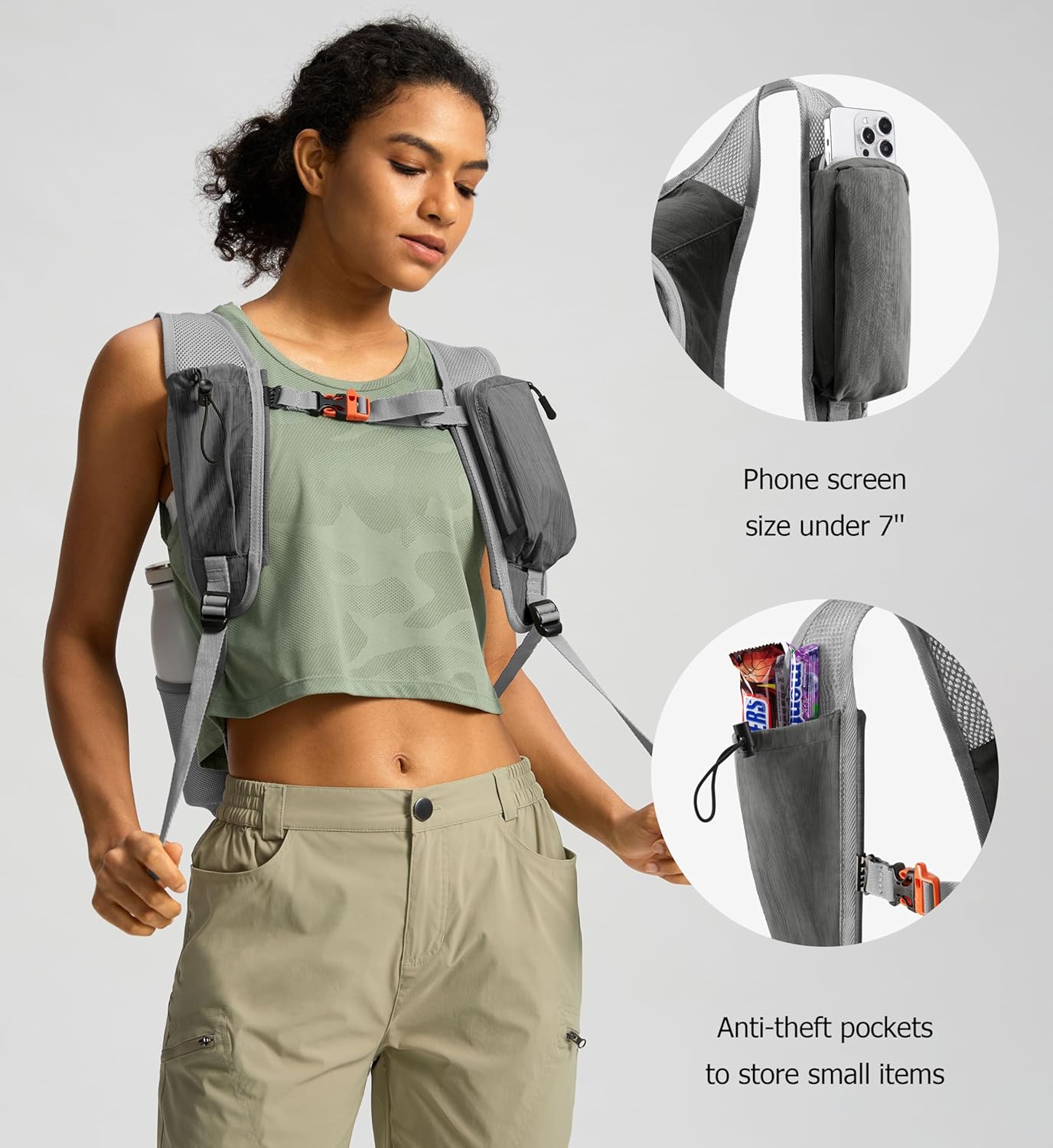 10L Small Hiking Backpack Travel Daypack Lightweight Packable Back Pack for Women Men(Iron Grey) - Roamly