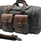Wildroad 50L Travel Duffel Bag, Expandable Canvas Genuine Leather Duffle Bag Upgraded Overnight Weekender Carry on Bag - Roamly