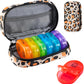 Serfeymi Weekly Travel Pill Organizer 2 Times A Day AM PM Upgraded Rainbow Pill Box 7 Day with Portable Zipper PU Leather Pill Case, Medicine Organizer for Pills, Vitamins, Fish Oils - Brown 02