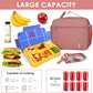 NOL Kids Lunch Bag for School, Reusable Insulated Lunch Box & Children's Tote Bag with Zipper Closure, Buckle Handle, Adjustable Long Shoulder Strap, Easy-Clean Waterproof Fabric Lunchbox - Dark Pink