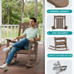 SERWALL Outdoor Rocking Chair, HDPE Patio Rocking Chair All-Weather Porch Rocker for Balcony, Yard, Brown