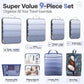 Veken 9/11 Set Compression Packing Cubes for Travel Essentials,Compressible Expandable Large Luggage Suitcase Organizer Bags for Clothing,Durable Space Saver Storage Bags(Dark Blue Floral)