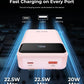 Portable-Charger-Power-Bank Travel Essentials Battery Pack USB C 30000mAh Built in Cable 22.5W Phone Fast Charging Powerbank Compatible with iPhone 16 15 14 13 12 11 iPad Google Xiaomi (Pink)