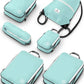 Large Compression Packing Cubes 6 Piece Set for Travel with Lightweight Laundry Bag/Drawstring Backpack for Carry-On Suitcase (Teal/White) - Roamly