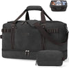 ZOMFELT Travel Duffle Bag for Men, Waterproof Canvas Overnight Duffel Bag with Removable Dividers & Shoe Compartment, Carry On Weekender Gym bag, Multi-Pocket & Vintage Design (Washed Black) - Roamly