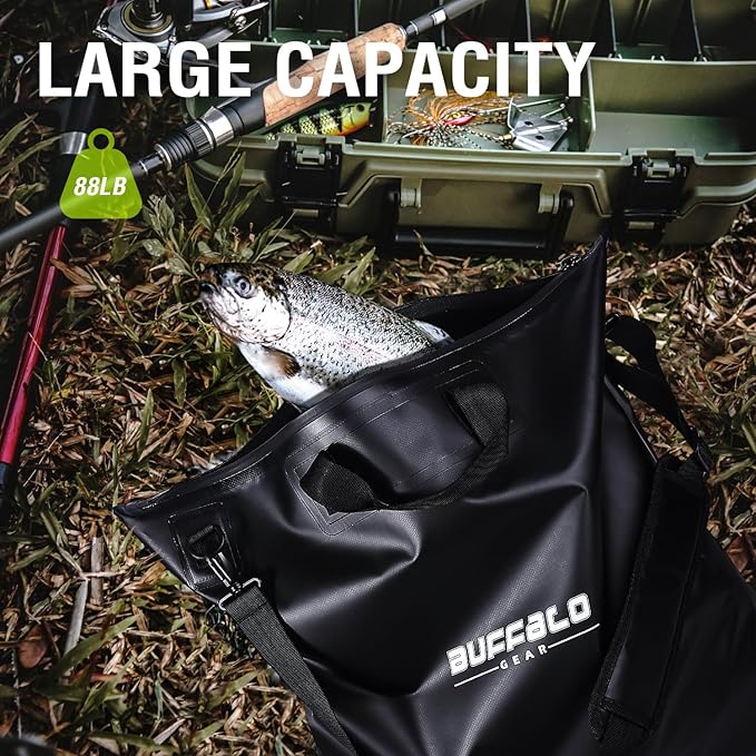 Buffalo Gear Fish Tournament Weigh in Bag for Bass Fishing, Heavy Duty Fish Bag for Caught Fish Waterproof,Leakproof,Puncture Resistant