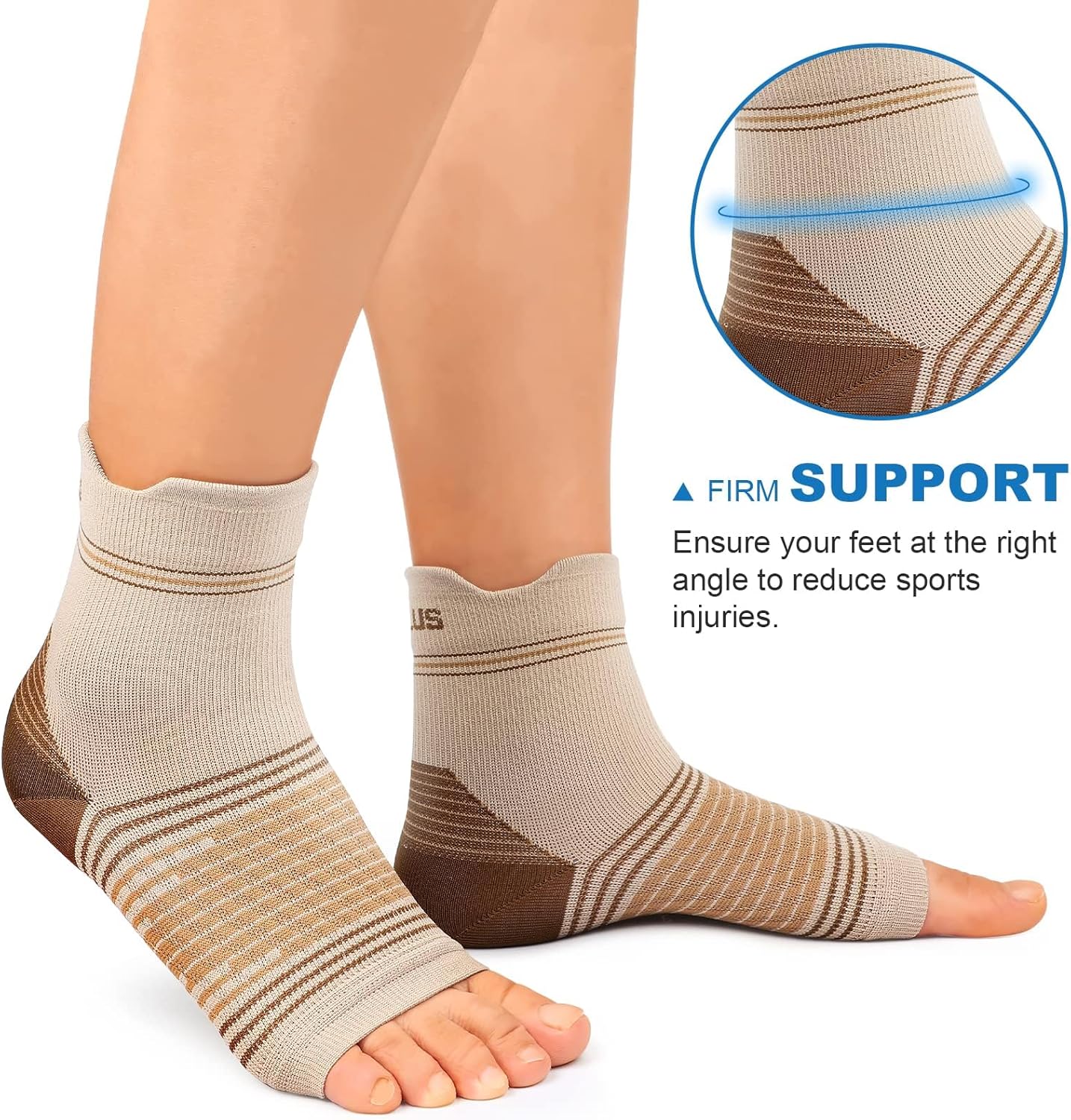 Plantar Fasciitis Sock (6 Pairs) for Men and Women, Compression Foot Sleeves with Arch and Ankle Support (Black, Nude, Navy, Medium)
