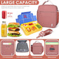 NOL Nylon Waterproof Kids Lunch Bag, Insulated Lunch Bag, Lunch box Cooler, Reusable, Zip Closure with Buckle Handle Holds Lunch Box, Snacks & Water Bottle for School Work, Dark pink
