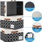 GhvyenntteS 6 Pack Fabric Storage Bins with Lids, Foldable Fabric Storage Boxes with Lids and 3 Handles, Sturdy Closet Organizers and Storage Bins with Label Window for Home (White&Lattice Black)