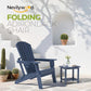 Folding Adirondack Chair - Extended Ergonomic Backrest, Cup Holder - Easy Assembly - Durable HDPE Plastic, Weather Resistant & Maintenance-Free - Lawn, Patio, Deck Supports 380lbs NavyBlue