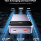 Portable-Charger-Power-Bank Travel Essentials Battery Pack USB C 30000mAh Built in Cable 22.5W Phone Fast Charging Powerbank Compatible with iPhone 16 15 14 13 12 X iPad Samsung Google (Purple)