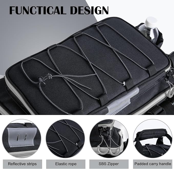 Goture Fishing Tackle Bag with 2pcs 3600 Tackle Boxes, 600D Water-Resistant Soft Side Saltwater Gear Storage Fishing Bag with Rod Straps, Detachable Water Bottle Pouch, Waterproof Bottom, SBS Zippers