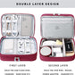 mygreen Travel Cable Organizer Bag, Two-Layer Electronics Accessories Organizer Bag for Cables, Chargers, Power Bank, Mouse,iPad, Phone, Kindle, SD Card, Wires, Cords, and Accessories Red