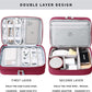Travel Cable Organizer Bag, Electronic Accessories Case Portable Double Layer Cable Storage Bag for Cord,phone,Charger, Flash Drive, Phone, SD Card,Personal Items - (Red)