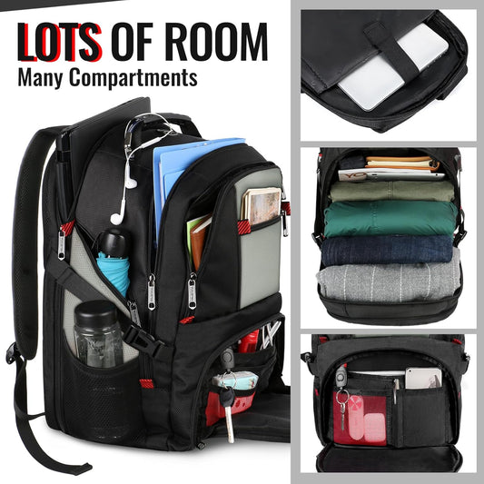 YOREPEK 18.4 Laptop Backpack, Large Backpacks with USB Charger Port, TSA Friendly Flight Approved Weekend Carry on Backpack with Luggage Strap for Men and Women, Grey - Roamly