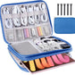Electronics Organizer - Travel Cable Organizer Bag, Water Resistant Double Layers Pouch for Cord, iPhone, iPad Mini - Gift for Men Electronic Accessories Storage Case with 5 Cable Ties, Blue