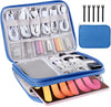 Electronics Organizer - Travel Cable Organizer Bag, Water Resistant Double Layers Pouch for Cord, iPhone, iPad Mini - Gift for Men Electronic Accessories Storage Case with 5 Cable Ties, Blue
