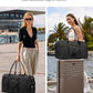 Weekender Travel Duffle Bag for Women - Carry on Bag with Shoe Compartment Overnight Bags with Wet Pocket Toiletry Bags Weekend Yoga Gym Traveling Hospital Bags for Labor and Delivery Black