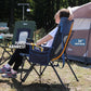 Portal Oversized Folding High Back Portable Lawn Chairs for Adults Outdoor Camp Sports Hunting Fishing Backyard with Hard Armrest Cup Holder Carrying Strap, Supports 400LBS, Blue