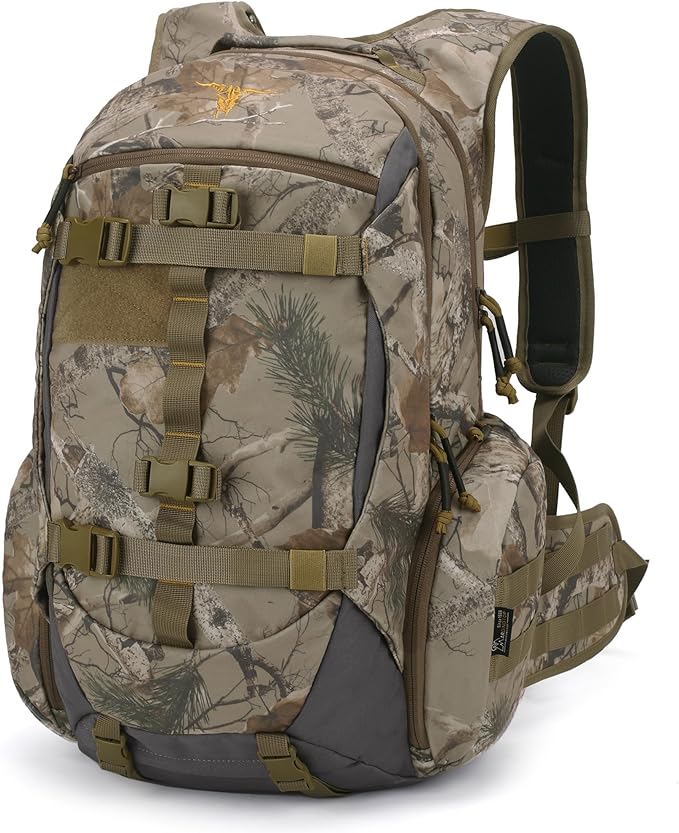 Mardingtop Camo Hunting Backpack for Bow Rifle Gun，Large Capacity Tactical Hunting Day Pack with Rain Cover for Hunting Camping Hiking