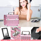 Makeup Case Organizer,Makeup Train Case, Trays Cosmetic Box Portable, Profesional for Salon Barber,Pink