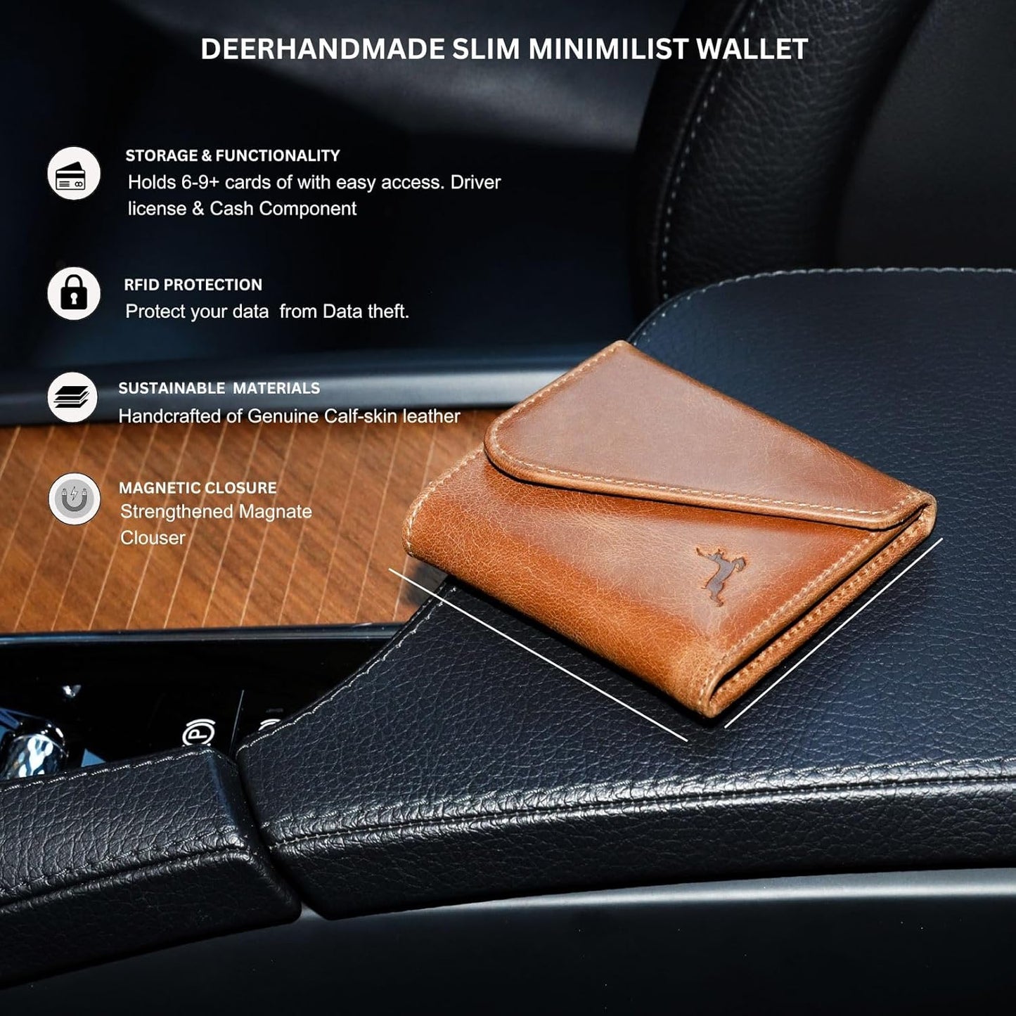 Leather RFID Wallet for Men, Slim Leather Mens Wallet, Handcraft Men's Wallets, Card Cases & Money Organizers, Magnetic Closure Sleek RFID Blocking Thin Mens Wallets with 9-12 Card Slots & Gift Box - Roamly