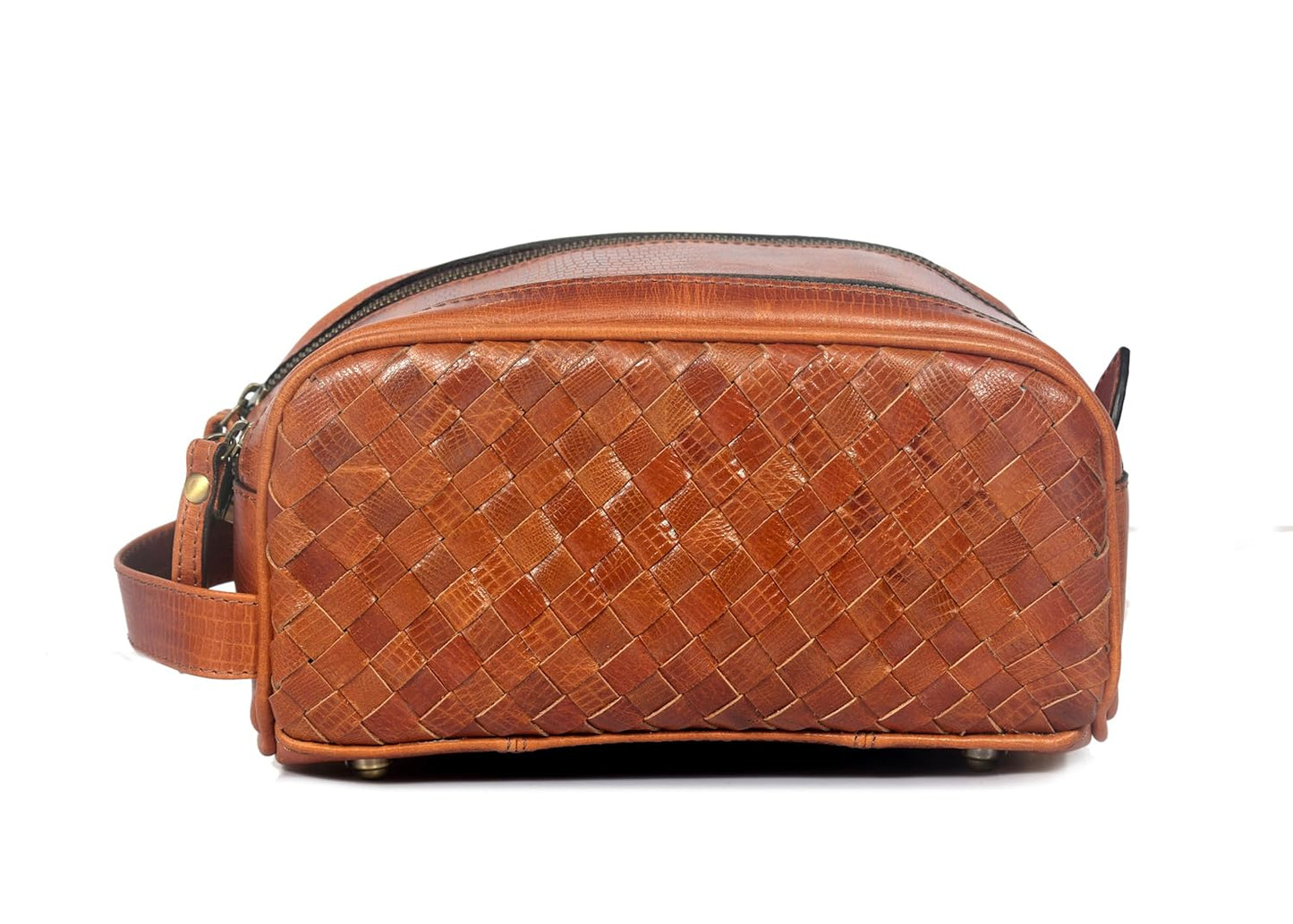 10" Premium Leather Toiletry Travel Pouch With Waterproof Lining | King-Size Handcrafted Vintage Dopp - Kit Gift for Father's Day By Aaron Leather Goods - Roamly