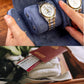 MR.OKAY 2 Watch Travel Case- Classic Leather Watch Case With Superb Texture.(Portable Watch Roll Or Organizer For Storage And Display).Festival Gift For Men, All Handcrafted By Artisans.