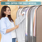 10" Gusseted Garment Bags for Hanging Clothes 60" Suit Bags for Open Closet Storage, Side Clear Clothing Cover for Coat, Dress, Jacket, Shirt, Fur Wardrobe Protector, 3 Packs, Grey