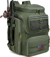 HAMBOLY Fishing Backpack with Rod Holders, 40L Tackle Box Backpack for Fishing Gear, Waterproof Fishing Bag for Men