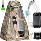 Portable Camping Shower, Pop Up Shower Privacy Tent Kit with LED Lights, 4500mAh Rechargeable Shower Pump, Filtered Shower Head & 7.4 Gallons Foldable Bucket, Outdoor Shower for Hiking Beach, Travel