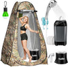Portable Camping Shower, Pop Up Shower Privacy Tent Kit with LED Lights, 4500mAh Rechargeable Shower Pump, Filtered Shower Head & 7.4 Gallons Foldable Bucket, Outdoor Shower for Hiking Beach, Travel