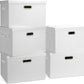 Large 17" 36 Quart Collapsible Stackable Storage Bins with Lids, 5 Packs White Linen Fabric Closet Boxes with Lids, Storage Cube Baskets Container Organizers for Bedroom Office(17 x12 x11)
