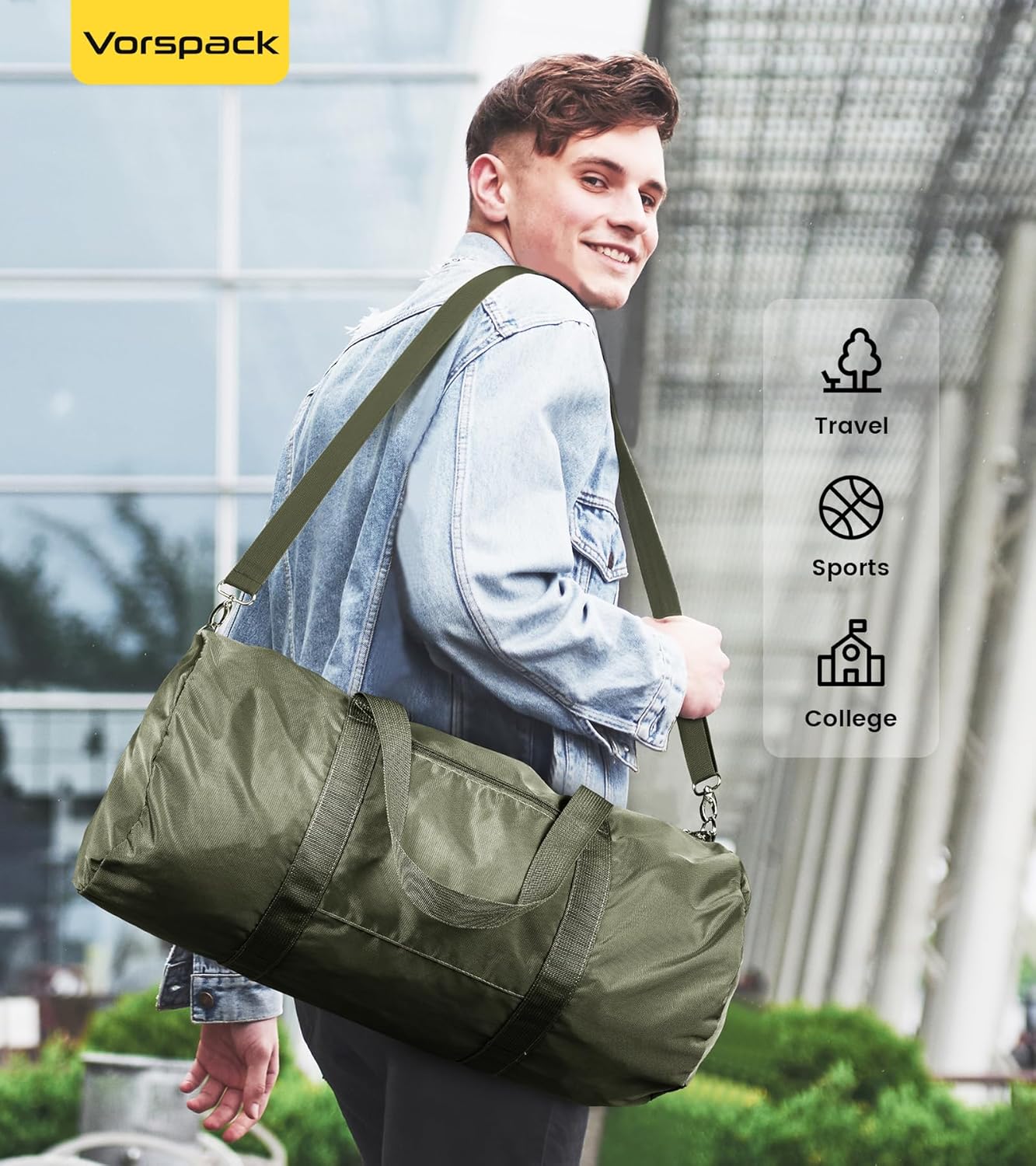 Vorspack Duffel Bag 20-24-28 Inches Foldable Gym Bag for Men Women Duffle Bag Lightweight with Inner Pocket for Travel Sports - Roamly