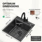 COMLLEN 17x19 Inch Black Drop in Bar Sink, 304 Stainless Steel Utility Kitchen Workstation,Gunmetal 9 Inch Deep Wet Bar Sink, RV Laundry Prep Kitchen Sinks with Dish Grid & Drain & Cutting Board