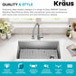 KRAUS Fairlane 33-inch Undermount Single Bowl 18-Gauge Stainless Steel Kitchen Sink, KHU640-33