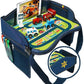 Coolmum Kids Travel Tray, Toddler Car Seat Tray, Double Sided Activity Organizer, Snack Lap Table, Baby Stroller Tray, Airplane Play Table, Waterproof and Foldable (Premium Blue)