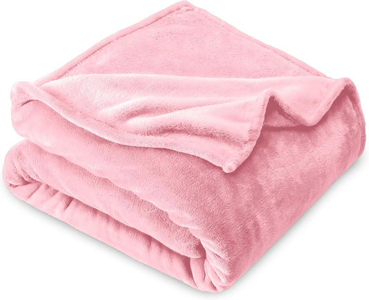 Bare Home Fleece Blanket - Kid Size - Ultra-Soft Lightweight for Bed, Sofa, and Couch - Luxury Microplush - Cozy Warm Blanket (Kid, Light Pink)