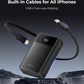 Portable-Charger-Power-Bank Travel Essentials Battery Pack USB C 30000mAh Built in Cable 22.5W Phone Fast Charging Powerbank Compatible with iPhone 16 15 14 13 12 11 iPad Samsung Google (Black)