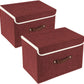 TYEERS Collapsible Storage Boxes, Washable Fabric Storage Bins with Lids, 14.9x9.8x9.8 inches, 2 Pack, Red Wine