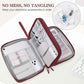 FYY Electronic Organizer, Extra Large Travel Cable Organizer Bag Pouch Portable Waterproof Double Layers All-in-One Storage Bag for iPad, Cable, Power Bank, Laptop Charger for Office/Home, Wine Red