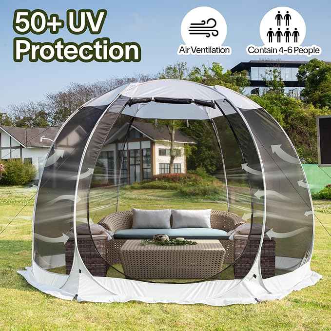 Alvantor Pop Up Screen House Gazebo with Mosquito Netting, Instant UV Resistant Sun Shelter for Patio & Backyard, Portable Canopy Tent for 2-10 Person