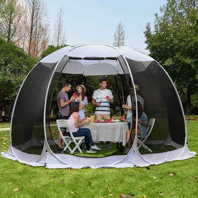 Alvantor Pop Up Screen House Gazebo with Mosquito Netting, Instant UV Resistant Sun Shelter for Patio & Backyard, Portable Canopy Tent for 2-10 Person