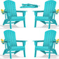 Folding Adirondack Chair - Extended Ergonomic Backrest, Cup Holder - Easy Assembly - Durable HDPE Plastic, Weather Resistant & Maintenance-Free - Lawn, Patio, Deck Supports 380lbs Aruba