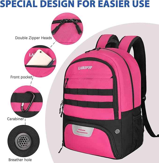 LARIPOP Soccer Backpack Soccer Bag with Ball Holder & Shoe Compartment Youth Sports Equipment Training Bag