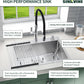 25-Inch Drop-In Kitchen Sink, SINKVINE 25" x 18" Stainless Steel Indoor and Outdoor Sink, Top Mount Large Deep Single Bowl Sink for Laundry Room, with Drain Strainer, Bottom Grid, Roll-up Drying Unit