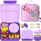 Kids Bento Lunch Box with 8oz Soup Thermo, Kids Leakproof Lunch Food Containers with 4 Compartment,Insulated Hot Food Jar with Lunch Bag for School, Travel (Purple)